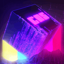 a glowing cube with the letters cie written on it