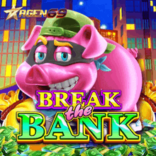 a slot game called break the bank has a pink pig in a mask