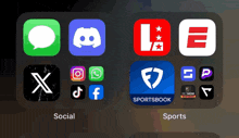 an app called sportsbook is displayed on a phone