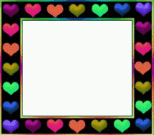 a picture frame with rainbow colored hearts on it