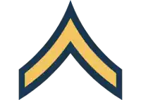 a blue and yellow chevron is shown on a white background