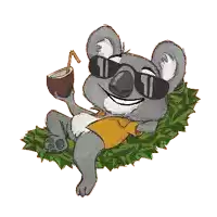 a cartoon koala wearing sunglasses and a yellow shirt