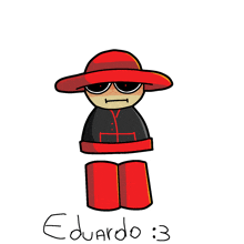 a drawing of eduardo with a red hat