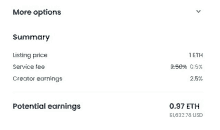 a screenshot of a website showing a listing price , service fee , and potential earnings .