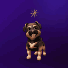 a cartoon dog with its tongue out and a star above its head