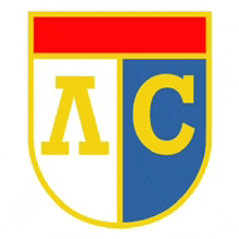 a red white and blue shield with the letter ac in the center