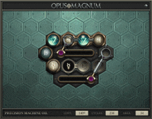 a screenshot of opus magnum shows a grid of buttons