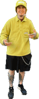 a man wearing a yellow sweatshirt that says supreme on the front