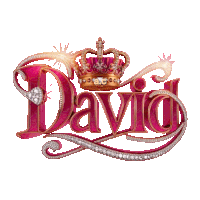 a pink and gold logo for david with a crown on top