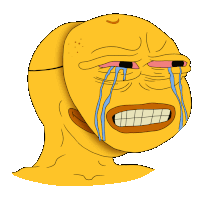 a cartoon of a yellow face with tears coming out of its eyes