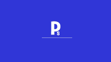 a blue background with a white letter ps on it