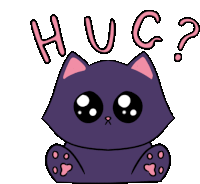 a purple cat with a pink ear and paws is asking for a hug