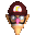 a pixelated image of a person wearing a hat and glasses .