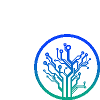 a blue and green circle with a tree in it