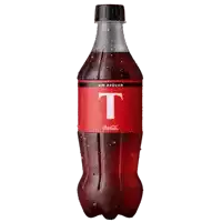 a bottle of coca cola with the letter t on the front