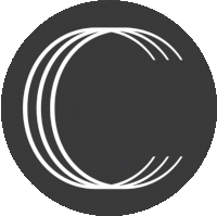 a black circle with a white letter c in it