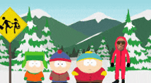 a group of south park characters standing next to each other