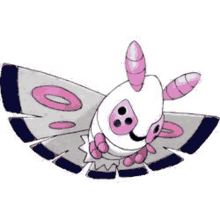 a cartoon drawing of a butterfly with pink wings and a black tail .