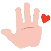 a cartoon hand with a red heart on it