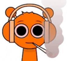 a cartoon bear wearing headphones and smoking a cigarette .