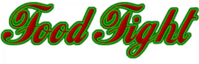 a red and green logo that says food fight