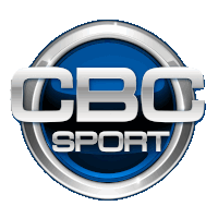 a logo for cbs sport is shown on a blue background