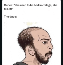 a cartoon of a man with a beard and a bald head is being used as a meme .