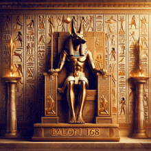 a statue of a man sitting on a throne with the name balon 168 on the bottom