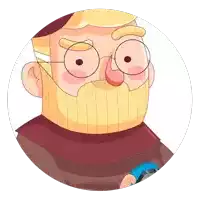 a cartoon of a man with a beard and glasses