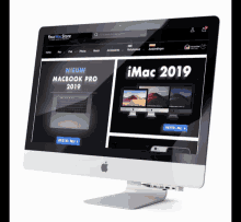 a computer screen displays a website for a macbook pro