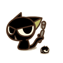 a cartoon black cat is holding a pair of scissors