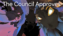 a poster that says the council approves with a cartoon character