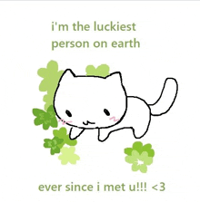 a drawing of a cat with the words `` i 'm the luckiest person on earth ever since i met you ''