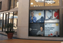 the thoughtful entrepreneur podcast is advertised on the window