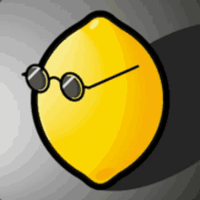 a cartoon lemon wearing sunglasses with a black frame