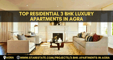 an advertisement for top residential 3 bhk luxury apartments in agr