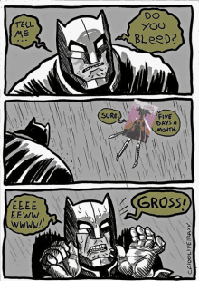 a comic shows batman asking if he bleeds