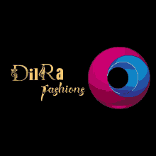 a logo for dilra fashions shows a pink and blue circle