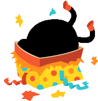 a cartoon illustration of a black cat laying in a box