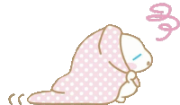 a drawing of a sheep wrapped in a pink polka dot blanket