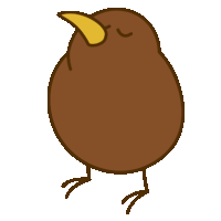 a brown bird with a yellow beak and closed eyes