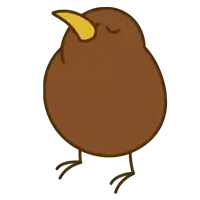 a brown bird with a yellow beak and closed eyes