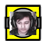 a boy wearing headphones is in a yellow and black frame .