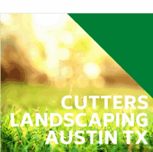 an ad for cutters landscaping austin tx with a picture of grass in the background