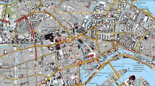 a map of the city of rotterdam shows a lot of buildings and roads