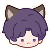 a drawing of a person 's face with purple hair and cat ears