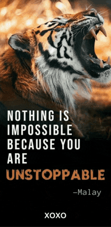 a picture of a tiger with a quote by malay on it