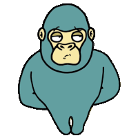 a cartoon drawing of a gorilla with a funny face