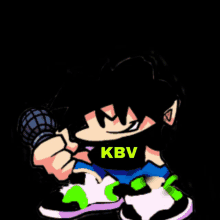 a cartoon character with a black shirt that says kbv on it