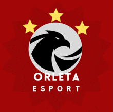 a logo for orleta esport shows an eagle in a circle